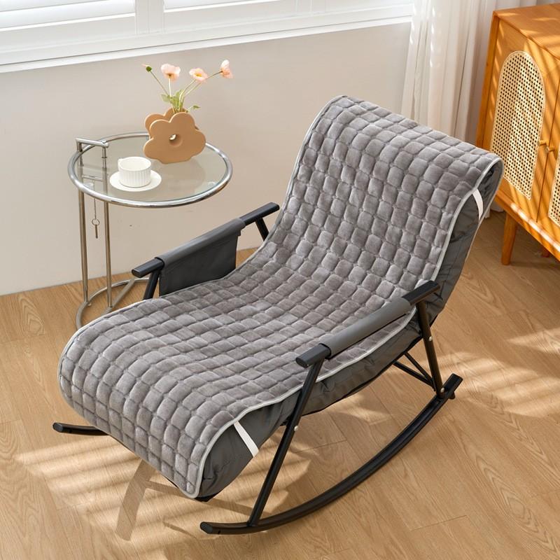 Plush Thickened Striped Lounge Chair Cushion Rattan Rocking Home Chair Cushion Soft Back Cushion Outdoor Patio Lounger Cover Pad