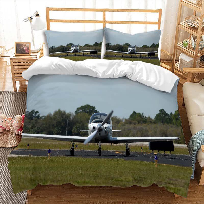 Aircraft Three-Piece Quilt Cover 3D Digital Printing Bedding Set Four Seasons Bed Cover