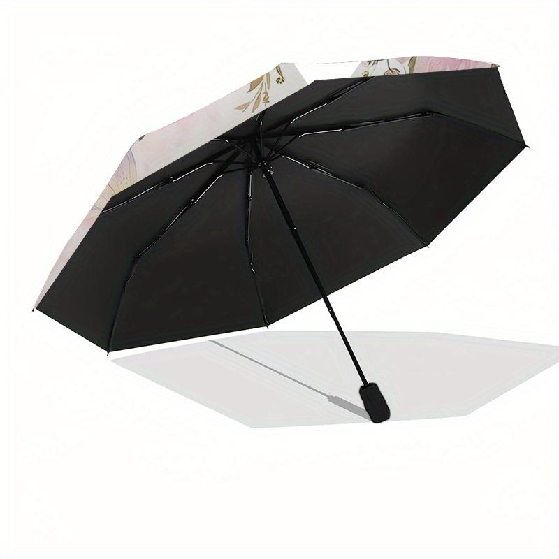Butterfly Princess Automatic Folding Umbrella Simple 8 Rib Design, Bright Cartoon Pattern, Durable Iron Frame, Suitable For Travel, Outdoor