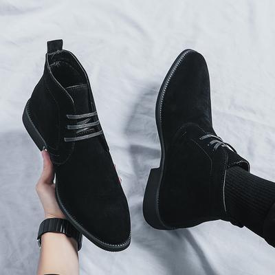 2025 Mode Neue Warme Plüsch Chelsea Stiefeletten Herren Winter Schwarz Wildleder Schnürung High Tops Für Herren Flats Schuhe Botas Mujer