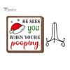 Christmas Hanging Ornament Wooden Tabletop Decor, 2D Pet Santa with Iron Stand, Rustic Festive Home Accents Holiday Sign for And Cafe Shelf,