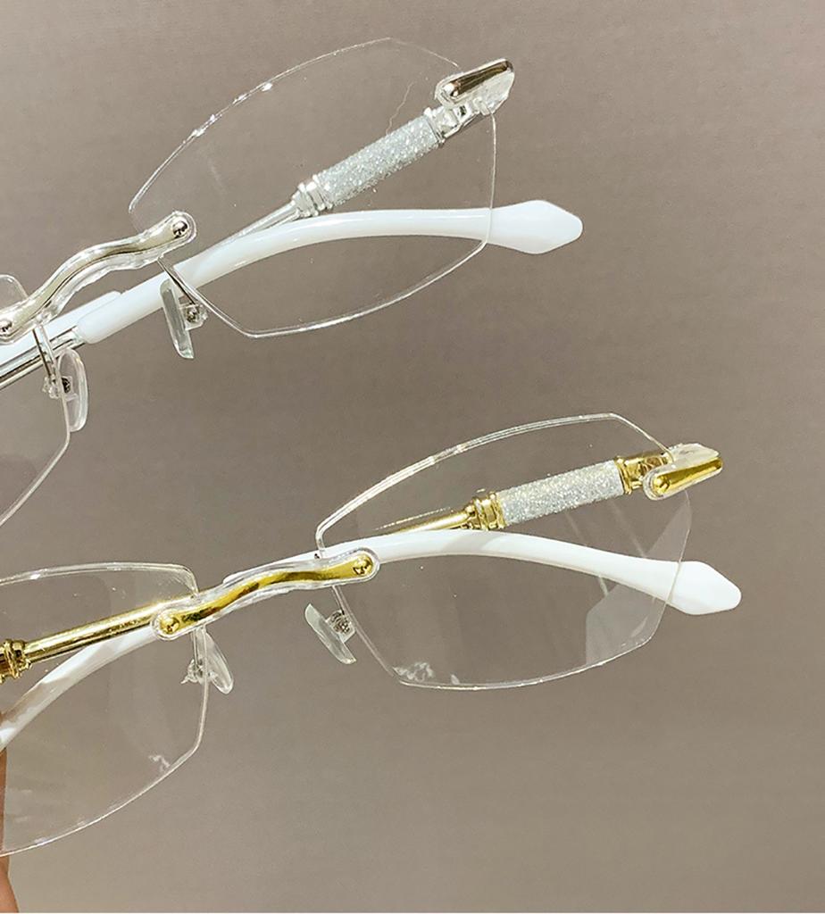 New Rimless Diamond Cutting Presbyopic Glasses Ladies Anti Blue Light Ultra Light Reading Glasses +1.0+1.5+2.0+2.5+3.0+3.5+4.0