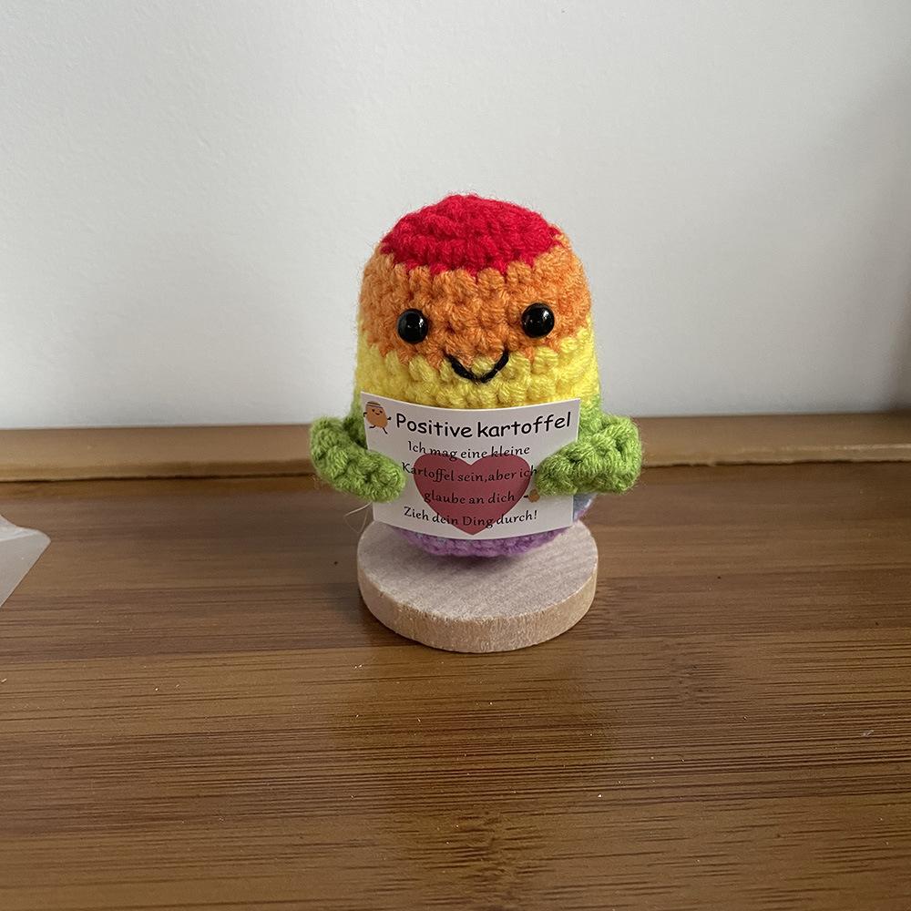 New Colorful Positive Energy Potatoes Doll With Card Home Room Decor Cute Handmade Knitted Potato Toy Dolls Christmas Gifts