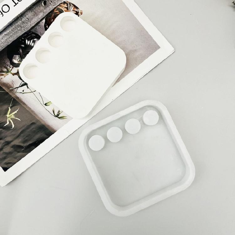 Four Holes Candle Holder Silicone Mold European Candlestick Cement Plaster Craft Mould DIYs Resin Candle Stand Molds