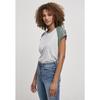 T-shirt femme - Urban Classics - Raglan contrasté - Gris clair/vert - 3XL - Manches courtes