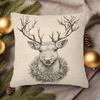 1pc Reindeer Decorative Pillowcase-Elegant Reindeer Head with Antlers-Zipper Closure-Machine Washable- Suitable for Sofa, Living Room, Bedroom Decorat