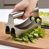 Cuțit de Bucătărie din Oțel Inoxidabil 304 pentru Tocat, Cuțite Duble de Bucătărie, Tăietor de Aluat, Tocător Triplu-Lamă pentru Ierburi și Legume