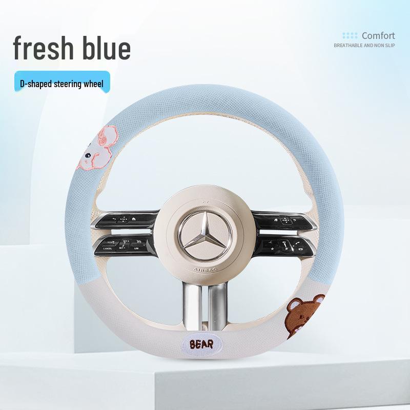 Classic Linen Steering Wheel Cover, Universal 38CM, All-Season Use