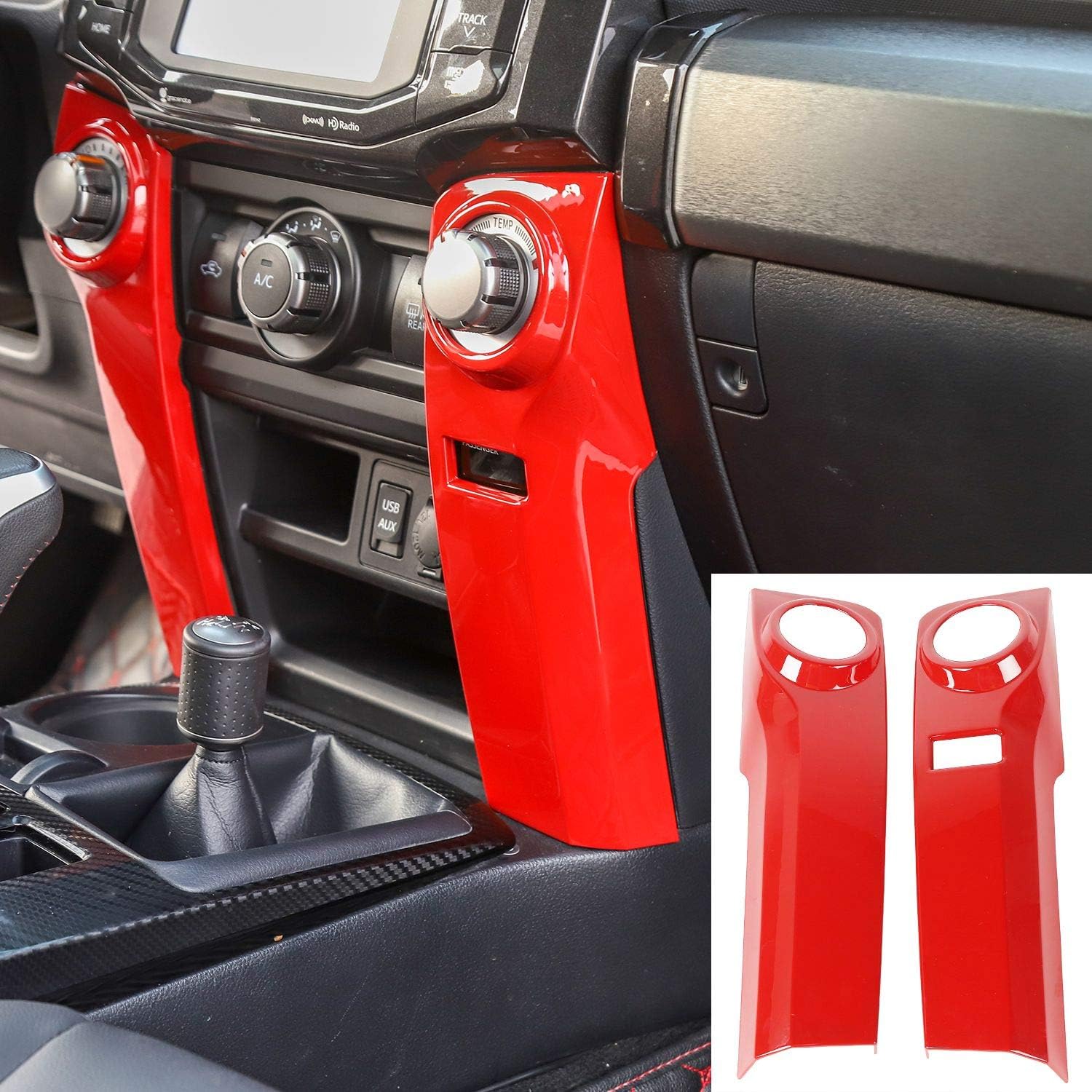 JeCar for 4Runner Interior Trim Center Console Dash Air Conditioner Control Panel Cover Compatible with 2010-2023 Toyota 4Runner (Matte Black) красный