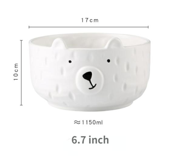 Cute Animal Bowl Cake Dish Large Salad Soup Pasta Bowl Coffee Mug Milk Cup Ceramic White Dinner Plates Set Cute Dishes Set Korea