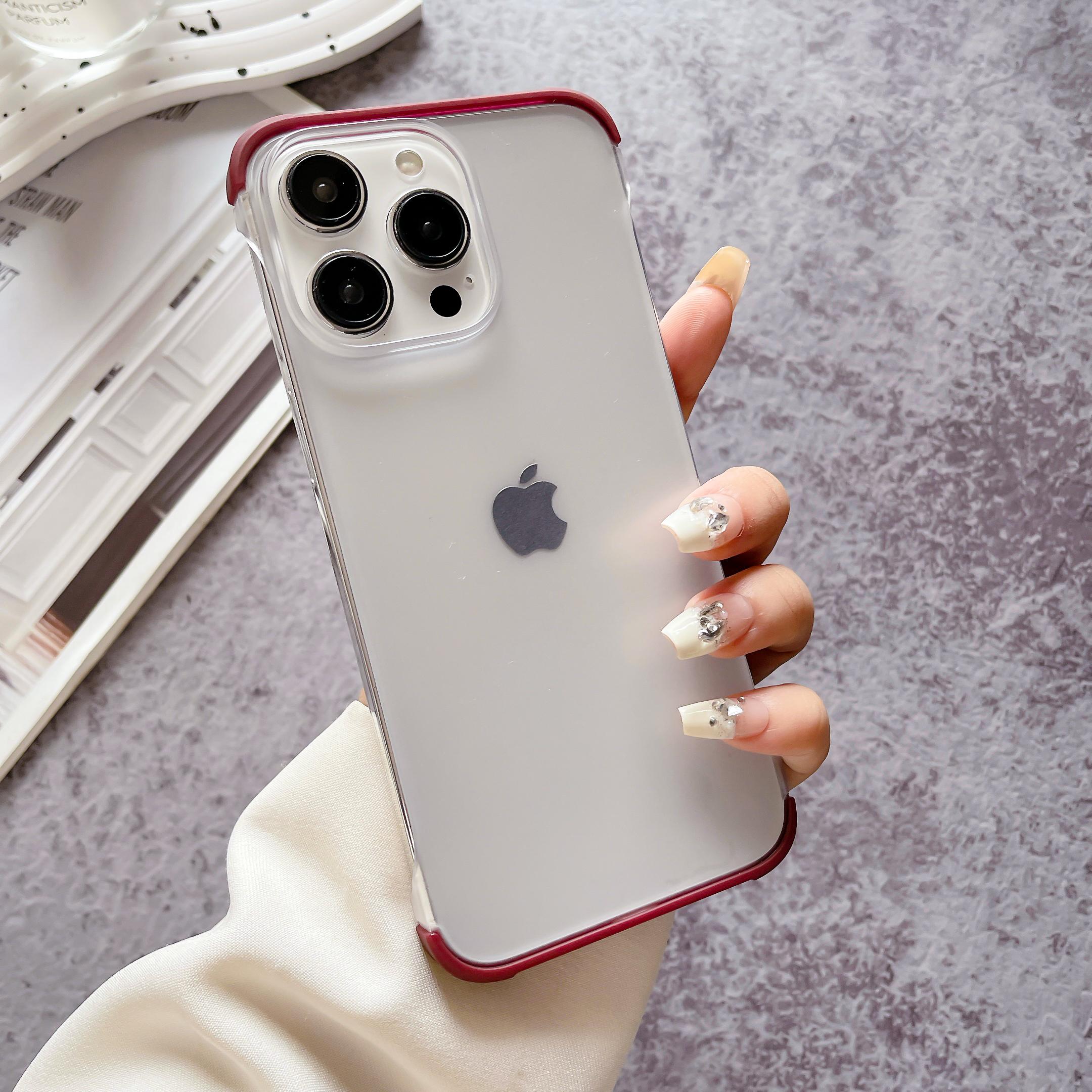 

Для iPhone 16 Plus 15 14 Pro Max 13 12 чехол для телефона цветной матовый ударопрочный безрамный прозрачный простой мягкий чехол iPhone 16 красный