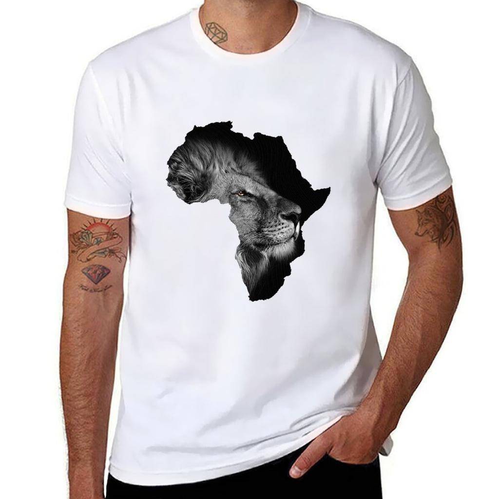 Africa and lion TShirt Classic Print Short Sleeve Shirt