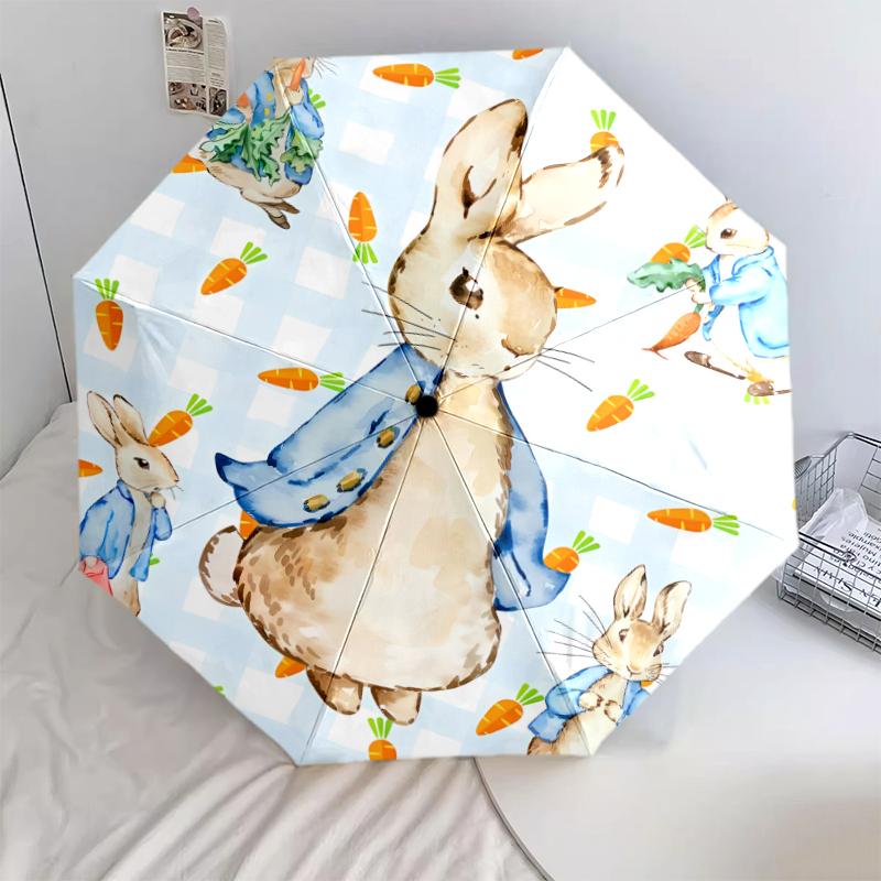 1 PC Automatic Folding Umbrella - Peter Rabbit Pattern, Portable & Foldable Design with 8 Ribs, Christmas Birthday Gifts