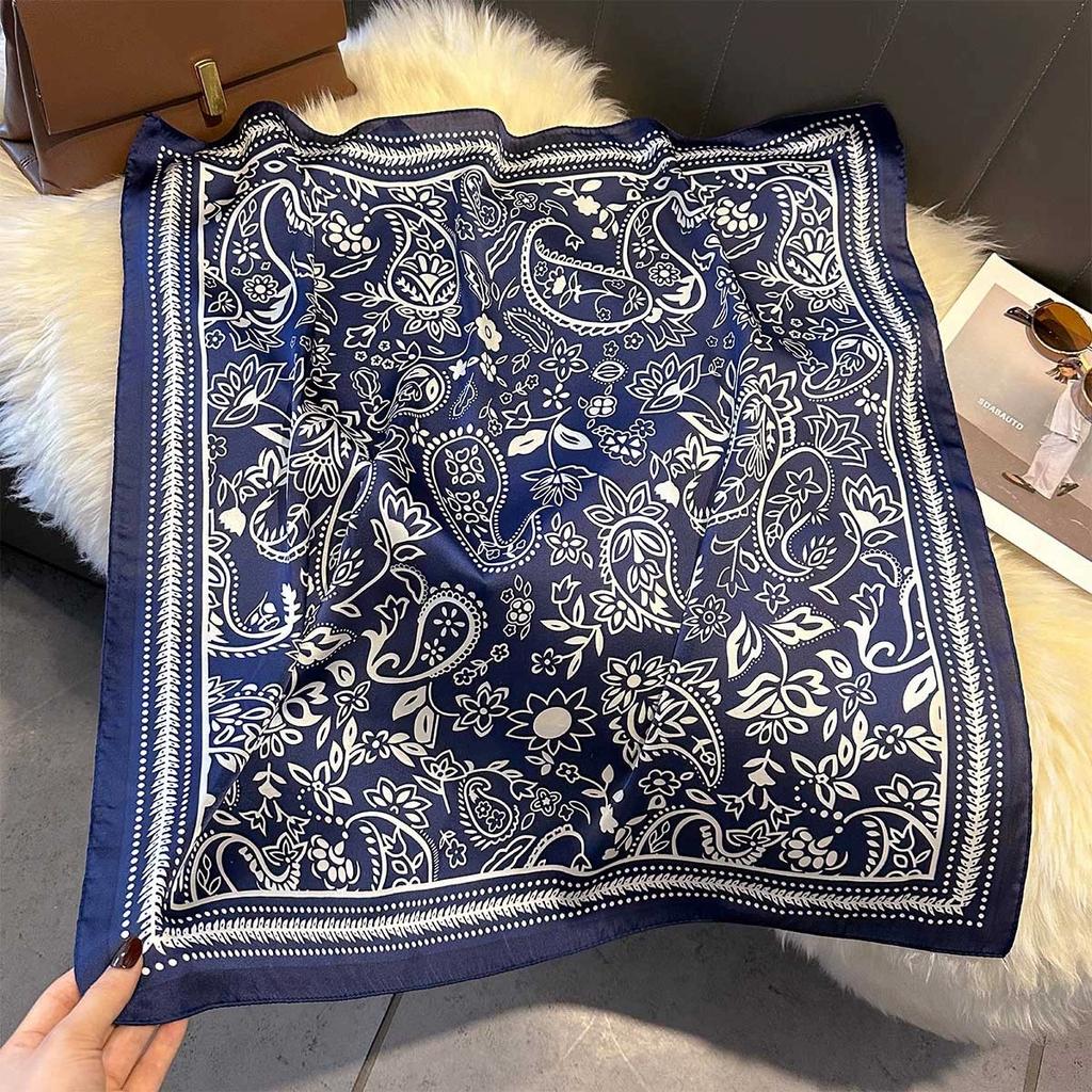 70Cm Small Square Simulated Silk Feminine Scarf Hijab Female Headband Kerchief Thin Neck Tie Wrap