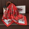 Retro Print 90cm Square Silk Scarf Women Neckerchief Female Shawls New Headband Hair Bands Foulard Hijab Wrap Bandana Luxury