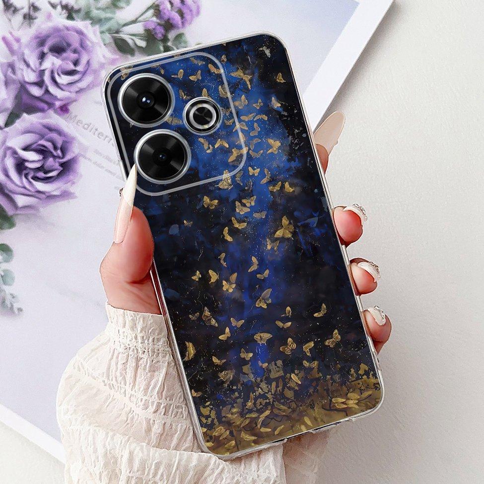 Clear Casing For Xiaomi Poco M6 Plus Cover For Xiaomi Poco M6 4G Case Luxury Butterfly Love Fashion Flowers Cool Lion Painted