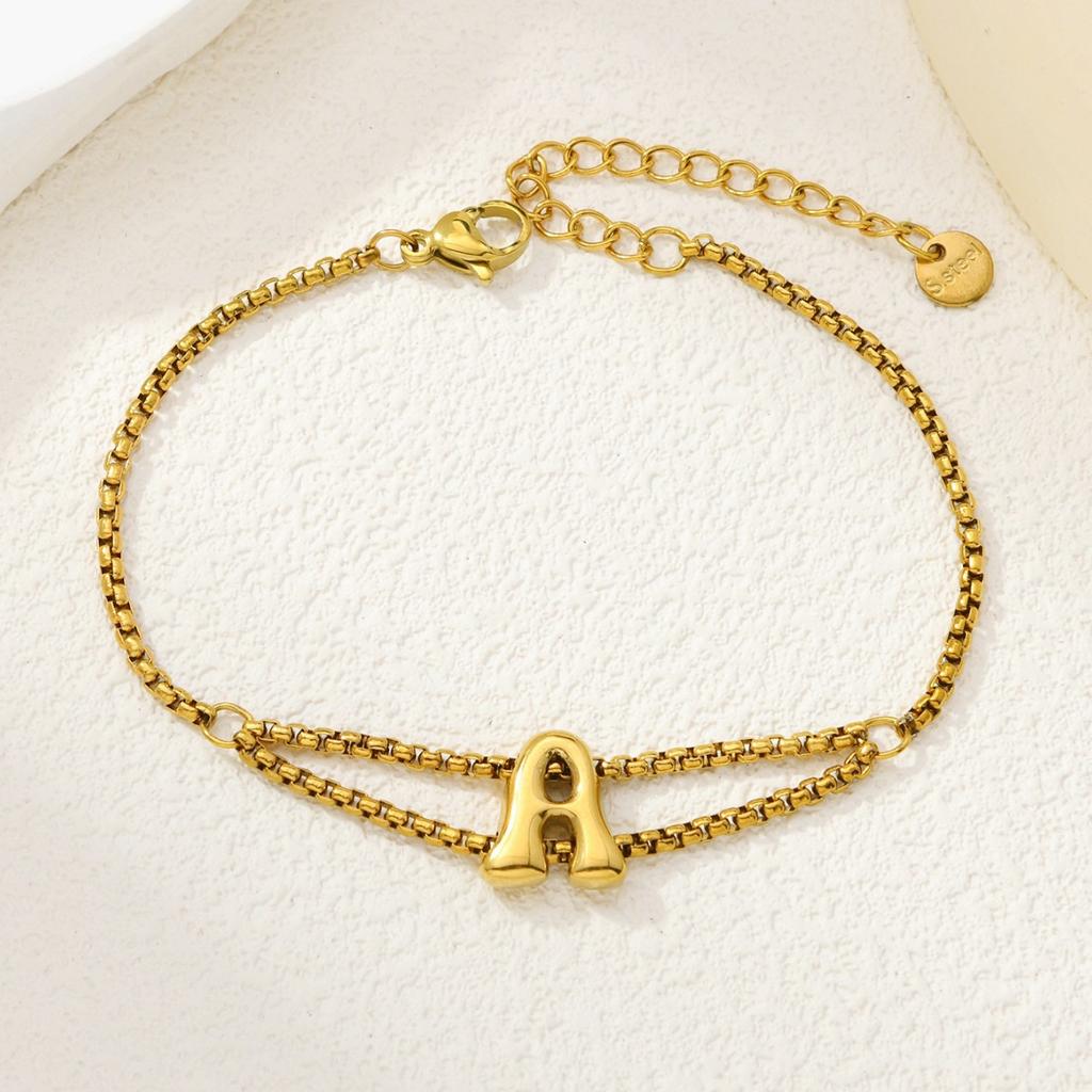 New stainless steel wholesale 26 English letters double-layer ring gold-plated bracelet