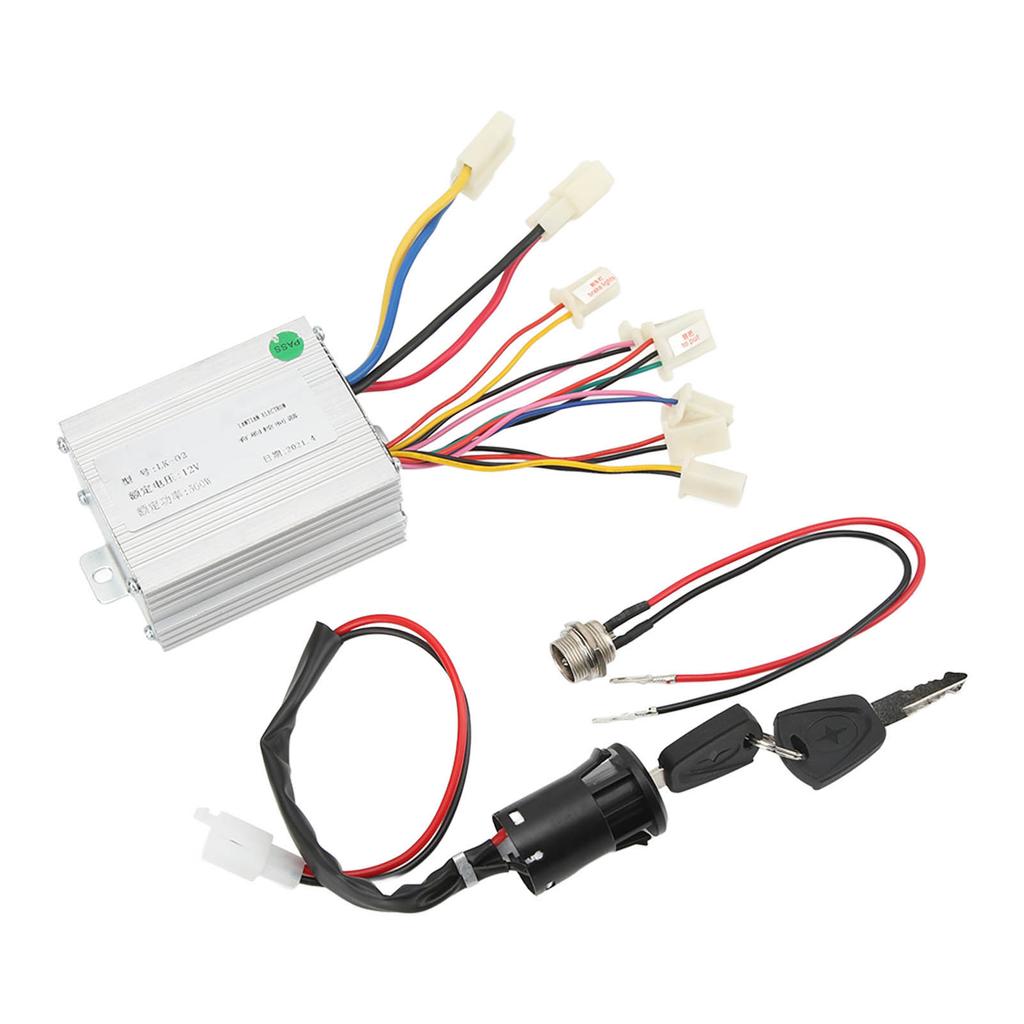 12V 500W Řadič kartáčového motoru Elektrické kolo Motocykl Řadič Zámek a sada nabíjecího portu