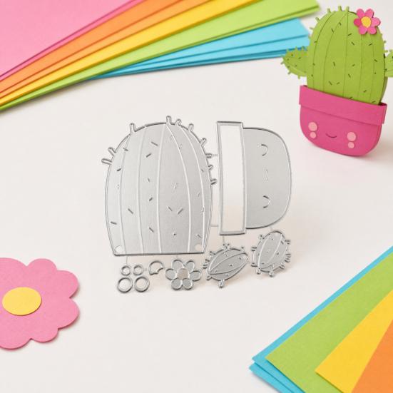Cactus Die Cut, Scrapbooking Metal Cutting Dies, Cute Potted Cactus Die for Craft Paper Photo Album DIY Scrapbooking Embossing