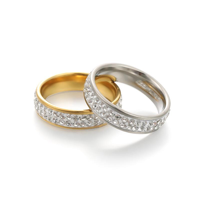 6mm Double Row Paved Diamond Ring Fashionable Minimalist Couple Band