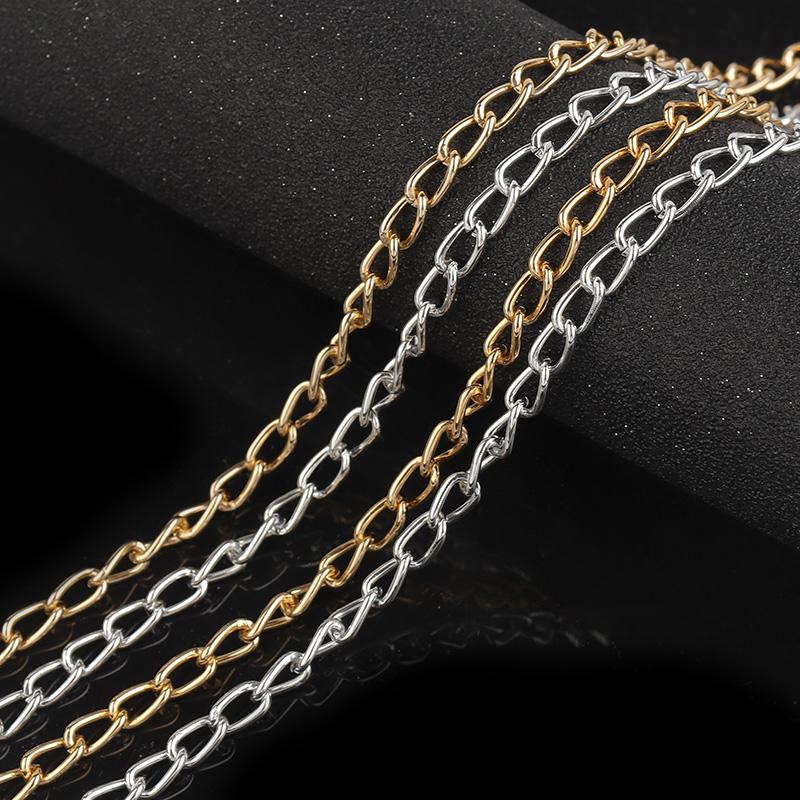 5 mètres/rouleau Couleur Or Argent Chaîne en Aluminium Chaîne Métallique Maillons de Chaîne Pour Fabrication de Bijoux Bracelets DIY Collier Apprêt de Bijoux