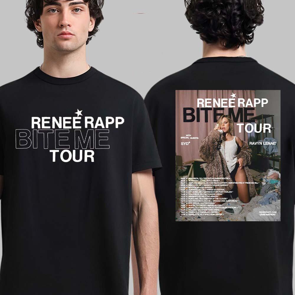 Renee Rapp Bite Me Tour 2025 Расписание Даты Тура Двусторонняя Футболка, Подарок для Фаната 3XL