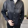 2025 Men's Gradient Denim Jacket - Loose Bad Boy Style In Black & Grey for Spring/Autumn