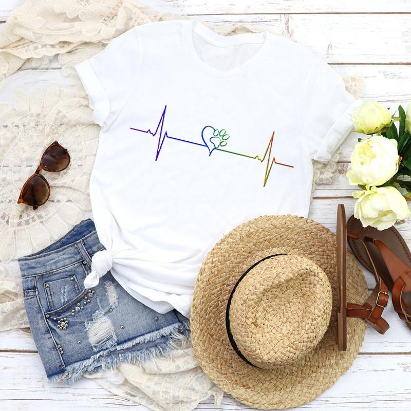 Fashion Women T-Shirts Graphic Baseball Basketball Heartbeat Tops Femme Tshirt Harajuku Summer O-Neck Casual Tee Ladies Clothing