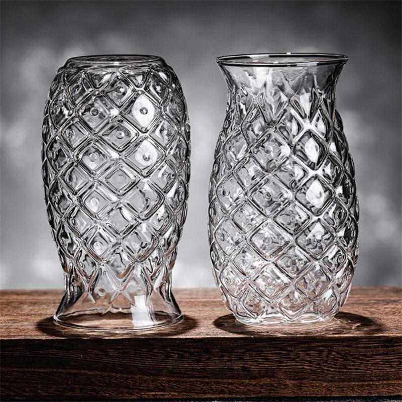 480ml Pineapple Shape Glass Cup Coffee Mug Transparant Glass Cocktail Bar Beverages Iced Cold Soda Water Juice Mug Drinkware 480ml