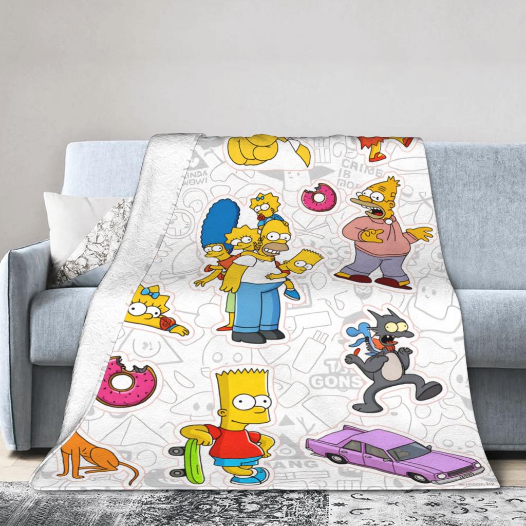 S-Simpsons Family Cartoon Blanket Quality Soft Cozy Bedding Throws Winter Travel Bedroom Novelty Bedspread