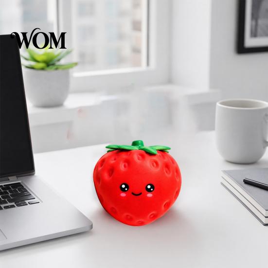 Reusable Stress Ball Cartoon Strawberry Relief Toy, Giant Squeeze Fake Shaped Fruit Sensory Fidget Toy for Home Office School