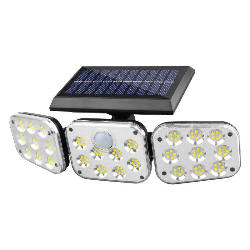 Three-Head LED Solar Motion Sensor Outdoor Wall Light, Waterproof for Garden, Courtyard, Fence, and Home Lighting.