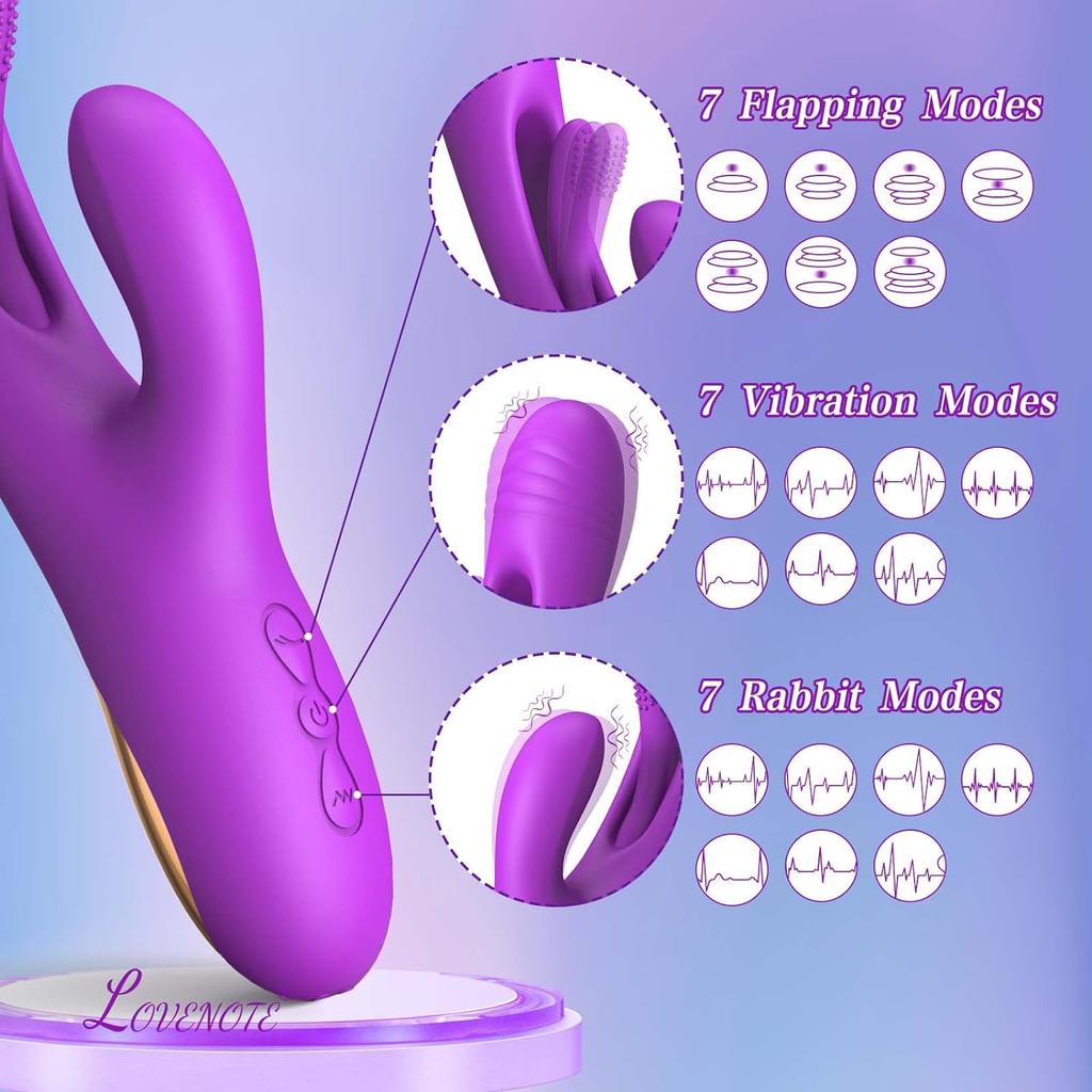 Flapping Vibrator Dildo for Women G Spot Rabbit Vibrator  Waterproof Clitoralis Vibrator for Clit Nipple Anal Stimulation Rechargeable Adult Sex Toys
