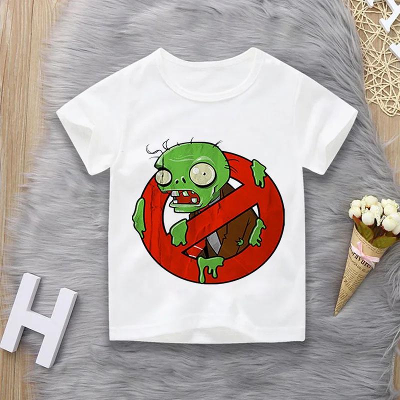 Summer Plants Vs Zombies Printed Casual TShirt Boys Girls Short Sleeve Top for Middle School Students Family Matching Outfits