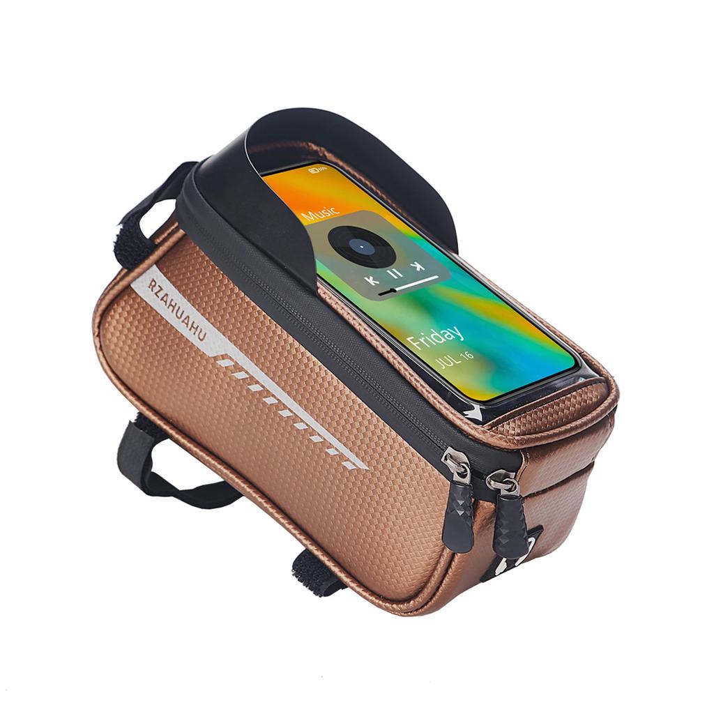 Waterproof Bicycle Phone Mount Bags Front Frame Top Tube Bag w Touchscreen Phone Holder Cycling Bike Tool Storage Bag