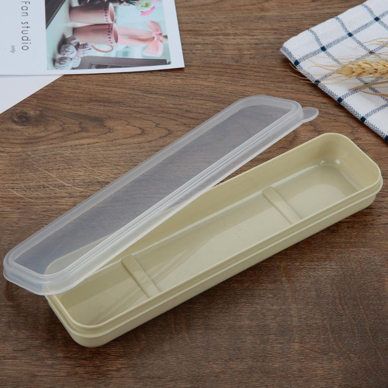 Tragbare Reise Outdoor Mehrweg Geschirr Box Schule Home Slot Design Praktische Besteck Transparent Abdeckung Besteck Fall