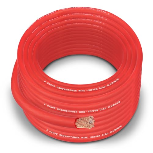 

SGANGCAR Silicone Cable Power Earth Cable Silicone Wire 8 Gauge Copper Pack Aluminum CCA for Power Supply/Car Amplifier Automotive Audio Speaker