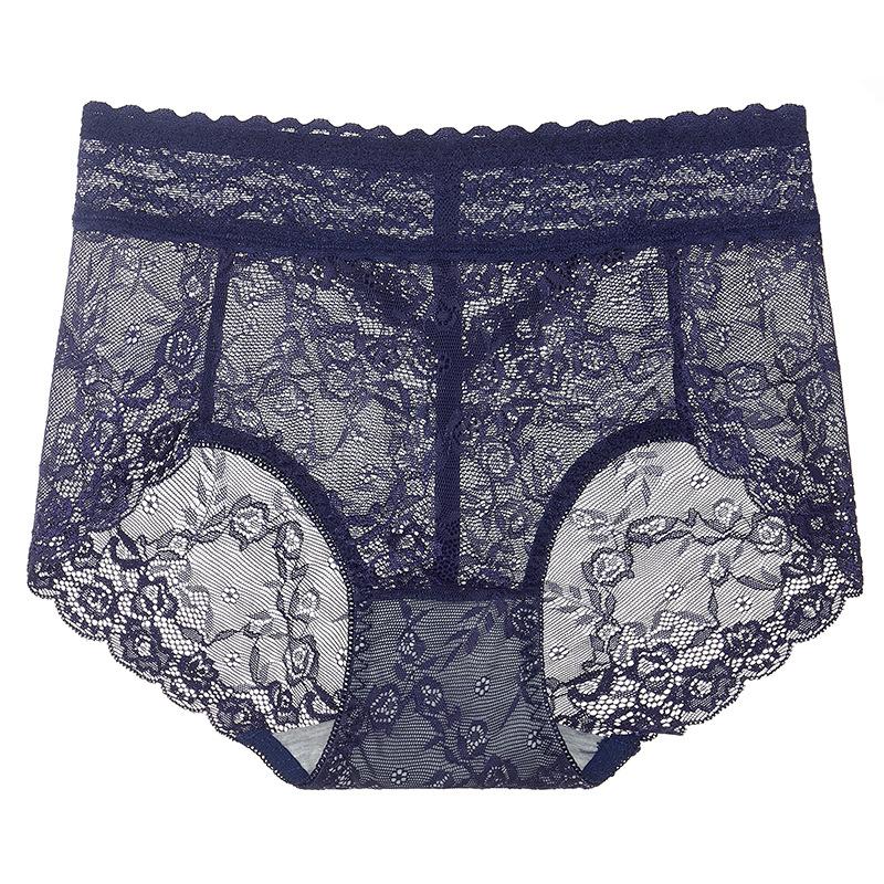 Female Summer Sexy Lace Hollow Lift Hip Pure Cotton Crotch Waist Triangle Briefs