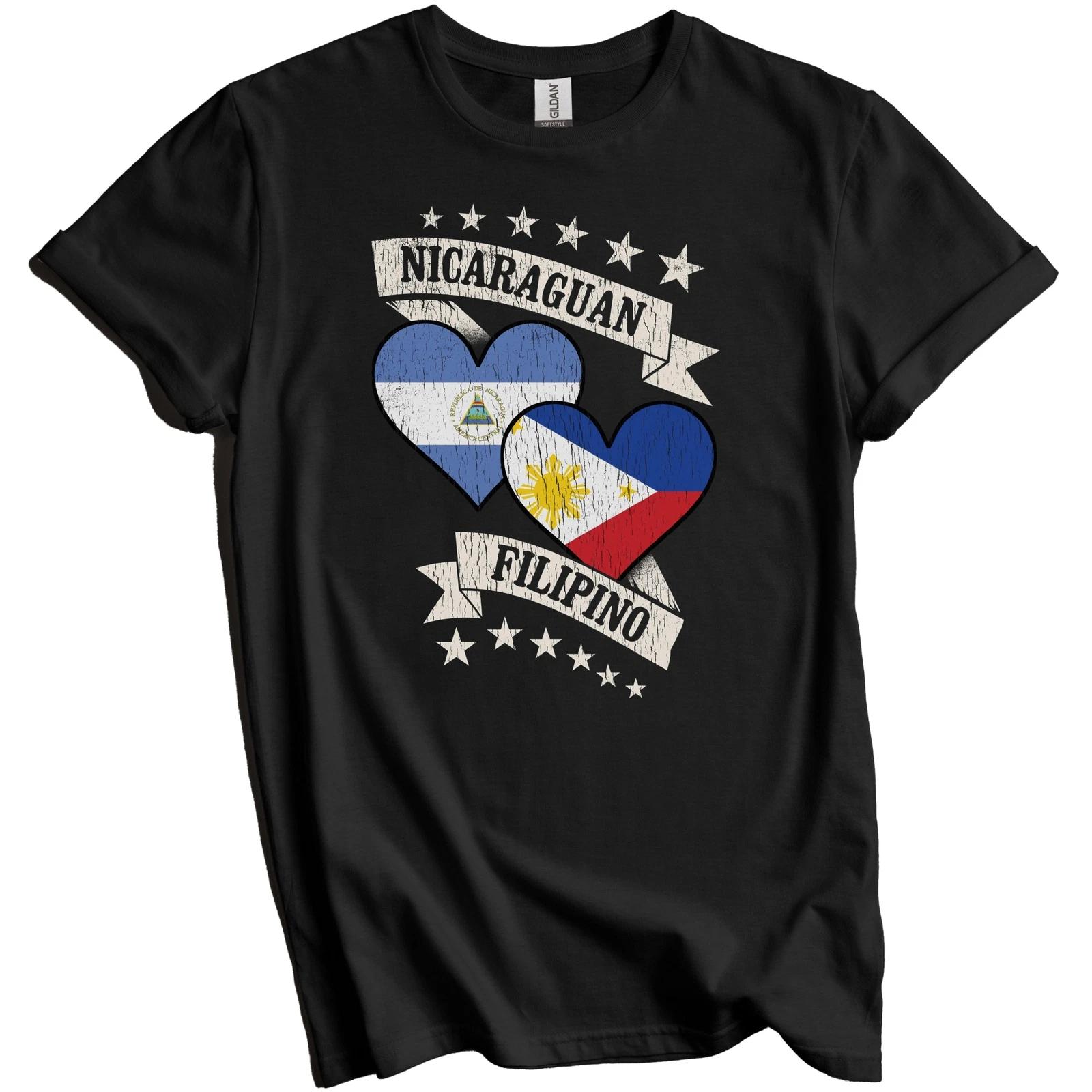 Nicaraguan Filipino Heart Flags Nicaragua Philippines T-Shirt M