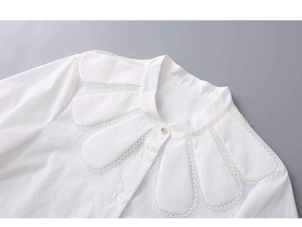 Nanyou Elegant French Petal Collar Women's Spring Shirt
