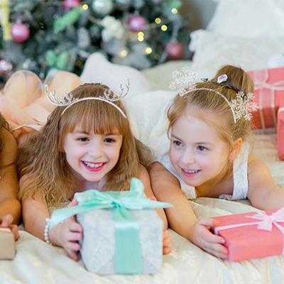 Weihnachten Thema Haar Hoop Strass Intarsien Brief Schneeflocke Geweih Decor Stirnband Elastische Haarband