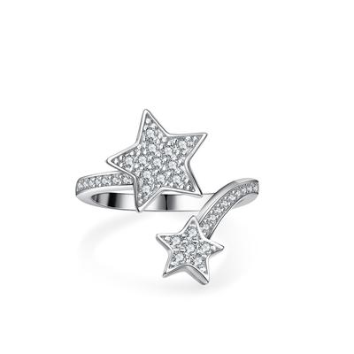 S925 Silver Ring D Color Moissanite Star Moon Ladies One Carat Wedding Ring Proposal Diamond Ring Gift for Girlfriend