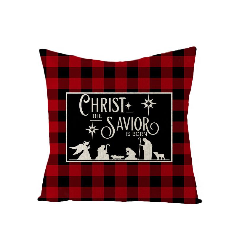 Plaid Christmas Pillowcase Red and Black Plaid Polyester Print Home Cushion Living Room Sofa Bedroom Cushion