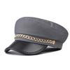 Korte Rand Baret Hoed PU Leer Vizierpet Retro Platte Top Pet Voor Vrouwen