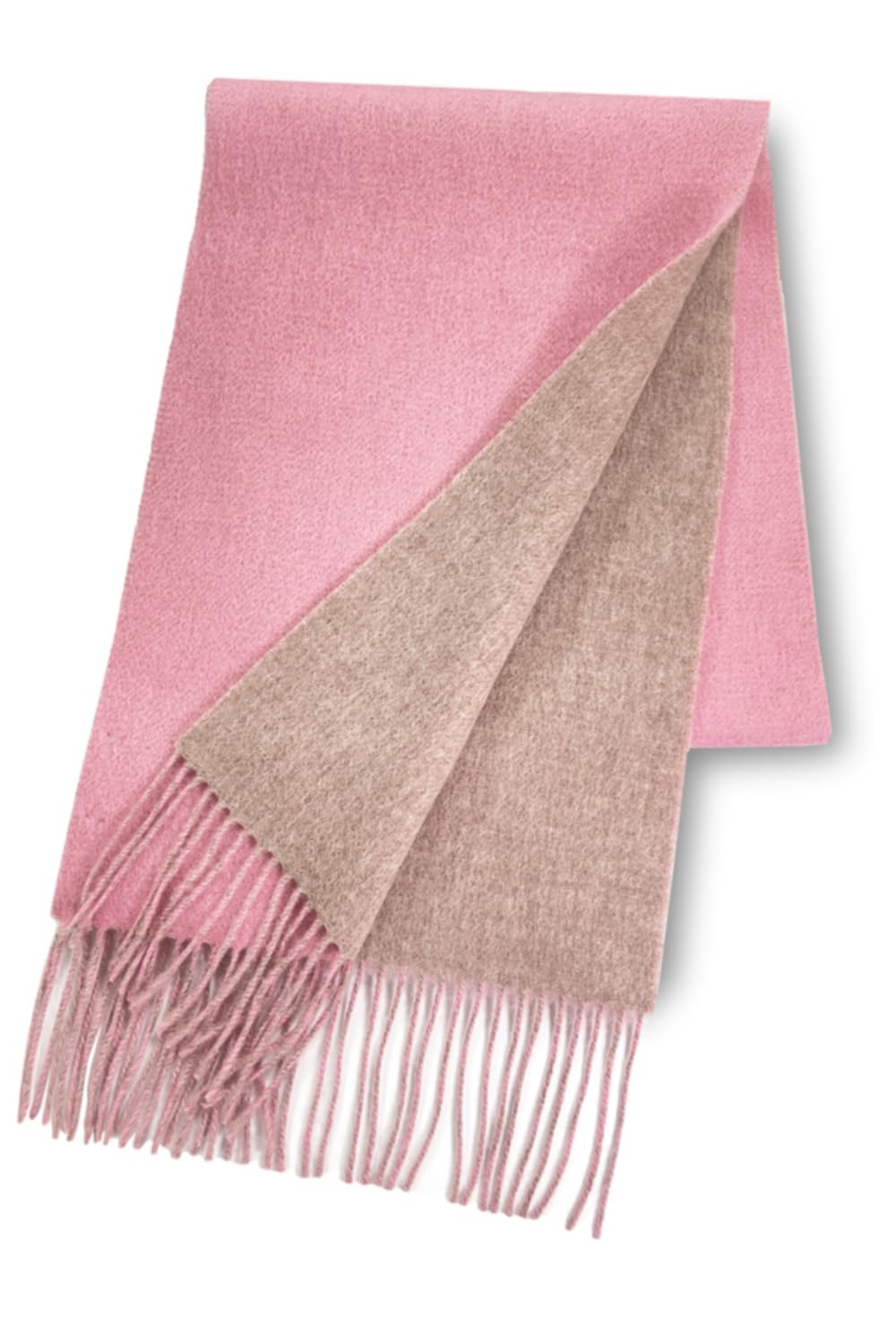 

Vita Natur Wool Reversible Long x Solid Pink and Beige Cashmere-Blend Scarf, 95% Wool, 5% Cashmere, Women s (190cm 30cm), Colors