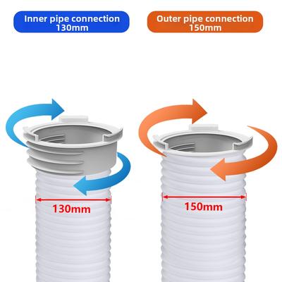 Round Body Exhaust Connector for Portable Air Conditioner Units Fits 130mm and 150mm Hose Diameters PVC Material