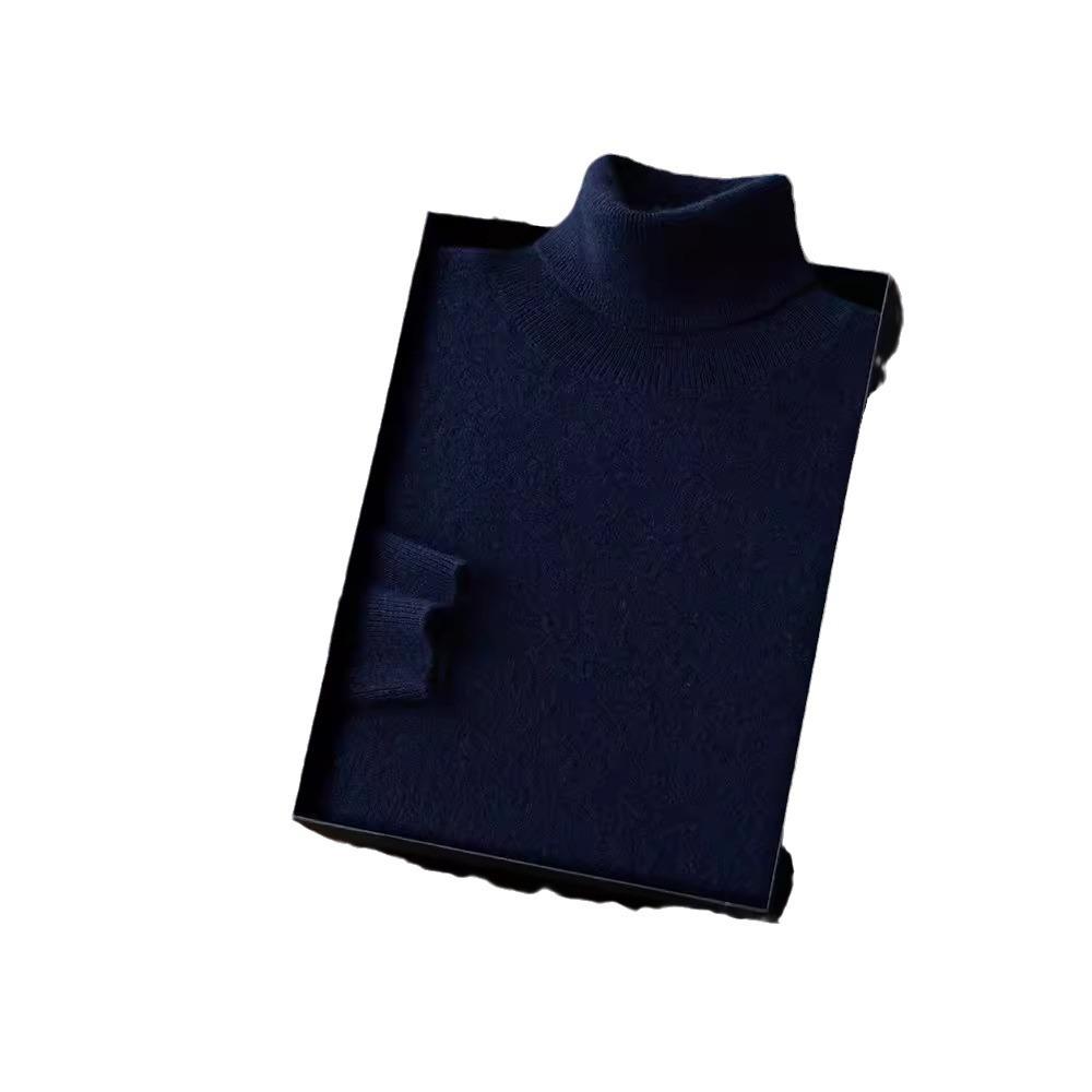Men's 100% Cashmere High Neck Double-Layer Sweater Pullover
