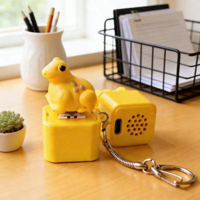 Button Keychain with Realistic Frog Sound And LED Light Cute Stress Relief Toy Unique Frog Souvenir Birthday Gift for Frog Lovers