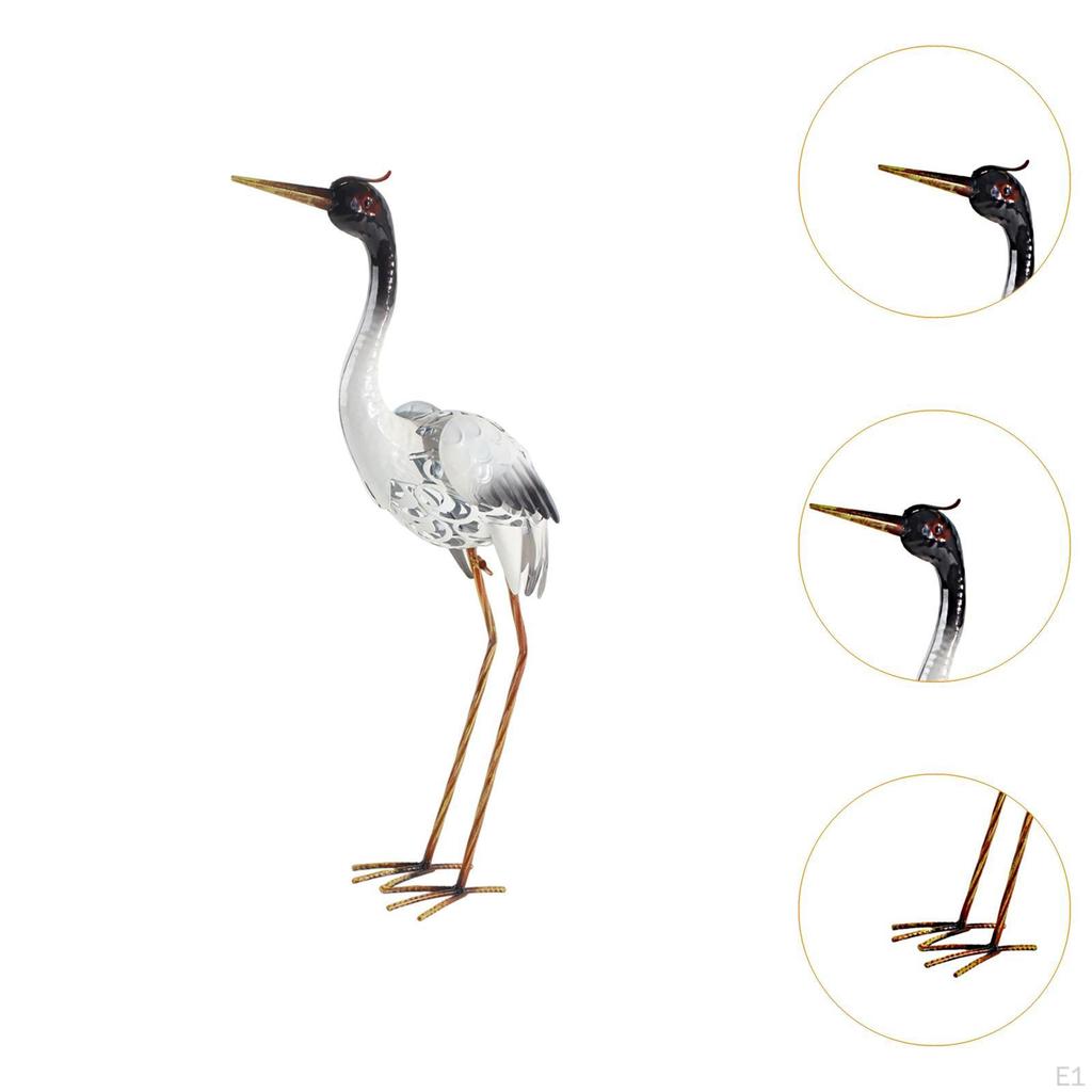 Standing Animal Figurine Sculpture Metal Craft Ornament Decor Fairy Garden Decoration Crane Statue