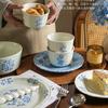 French Blue Flower Retro Tableware Set, High-Value Ceramic Bowls, Plates, Bowls, Housewarming, New Year'S Dish Set, Household